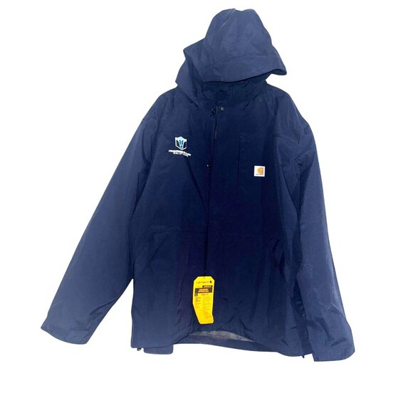 Carhartt Mens Navy Storm Defender Jacket 2XL Loose Fit Waterproof Progressive Da - Picture 3 of 14
